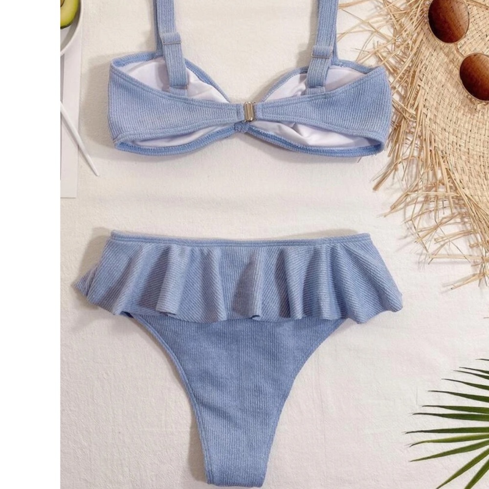 Ribbed Ruffled High Waisted Bikini - Picture 3 of 4